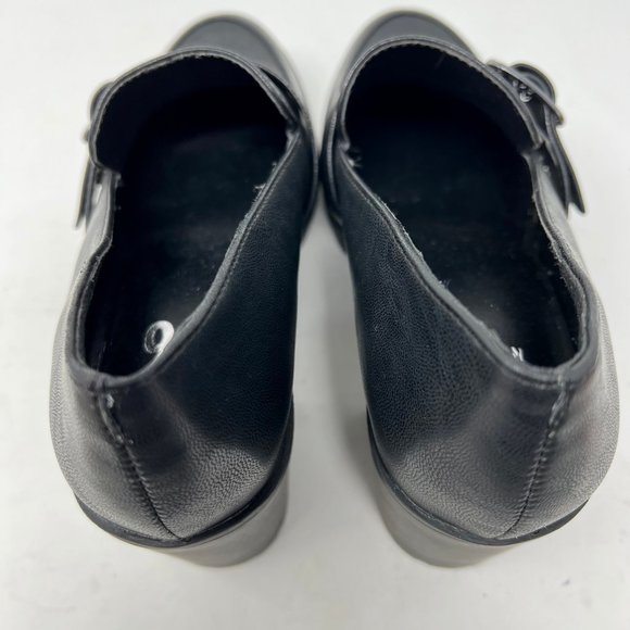 (SOLD)Mix No. 6 Shoes sz 7 ½” Janesa Black Platform Waffle Sole Slip on Buckle - Picture 6 of 10